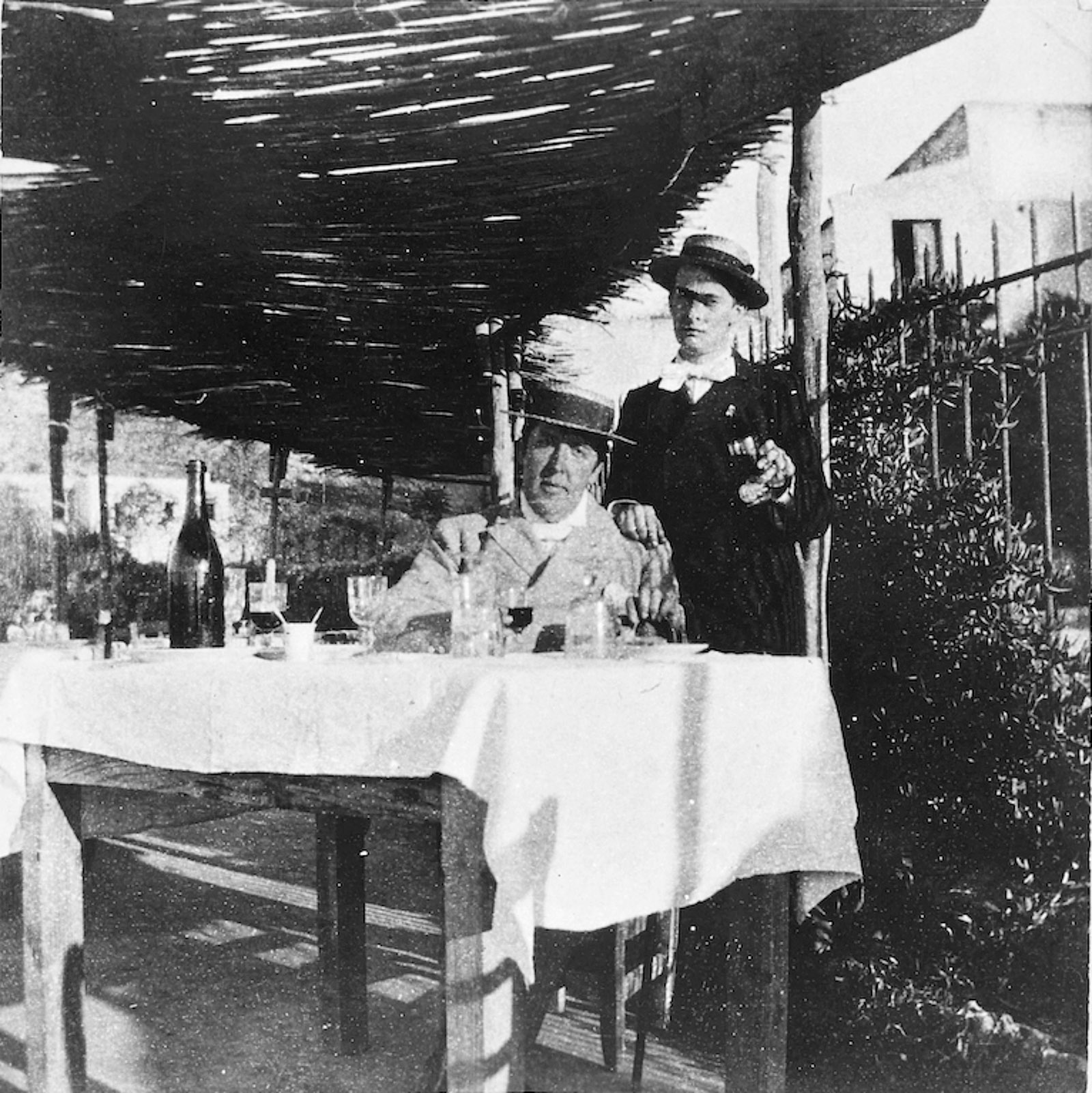Oscar Wilde having lunch with Lord Alfred Douglas near Dieppe in 1898, after his release from Reading Gaol