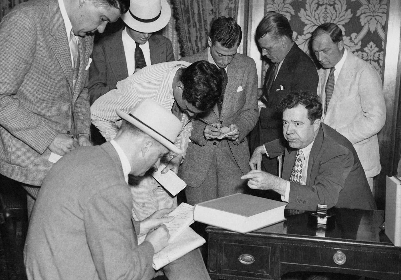 Image result for Senator Huey Long announcing his presidential candidacy to members of the press in 1935
